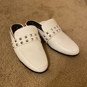 Size 11, white slip on work flats